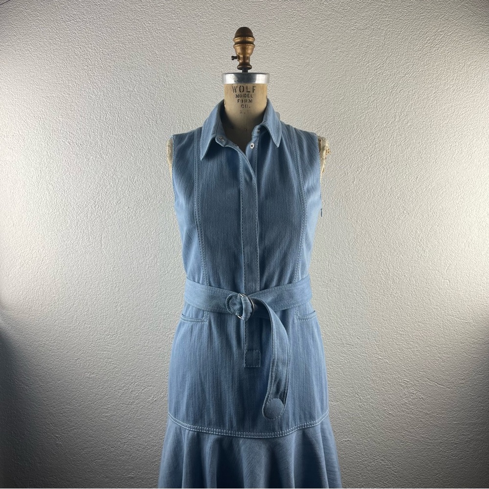 AKRIS l 4 Akris Punto Luxury Western-Inspired Bias Cut Ruffle Belted Denim Dress
